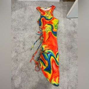 Side profile bodycon dress - multicolor new condition